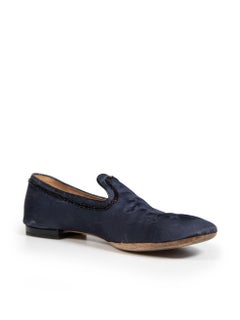 Louis Vuitton Navy Beaded Monogram Loafers Size IT 39.5