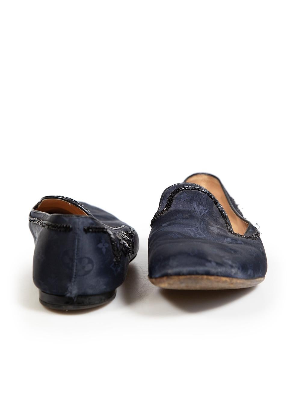 Noir Louis Vuitton - Mocassins à monogrammes perlés bleu marine, taille IT 39,5 en vente