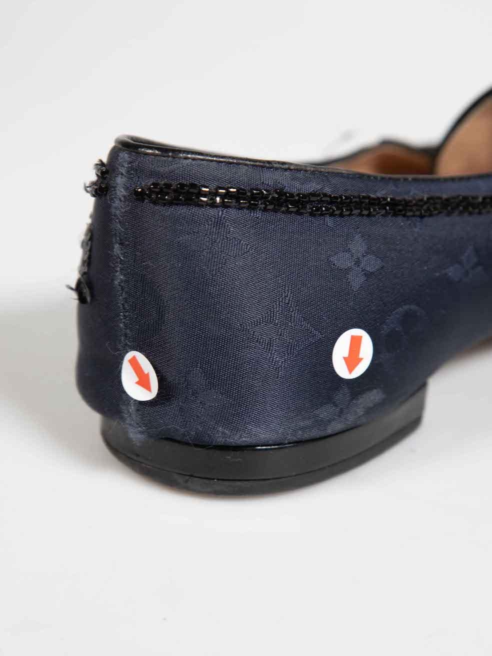 Louis Vuitton - Mocassins à monogrammes perlés bleu marine, taille IT 39,5 en vente 2