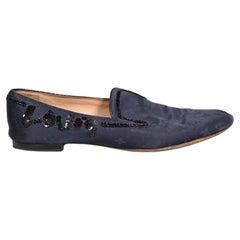 Louis Vuitton Mocasines con monograma de cuentas azul marino Talla IT 39.5