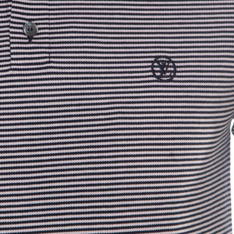 Louis Vuitton Navy Blue and White Horizontal Striped Polo T-Shirt S For Sale at 1stdibs