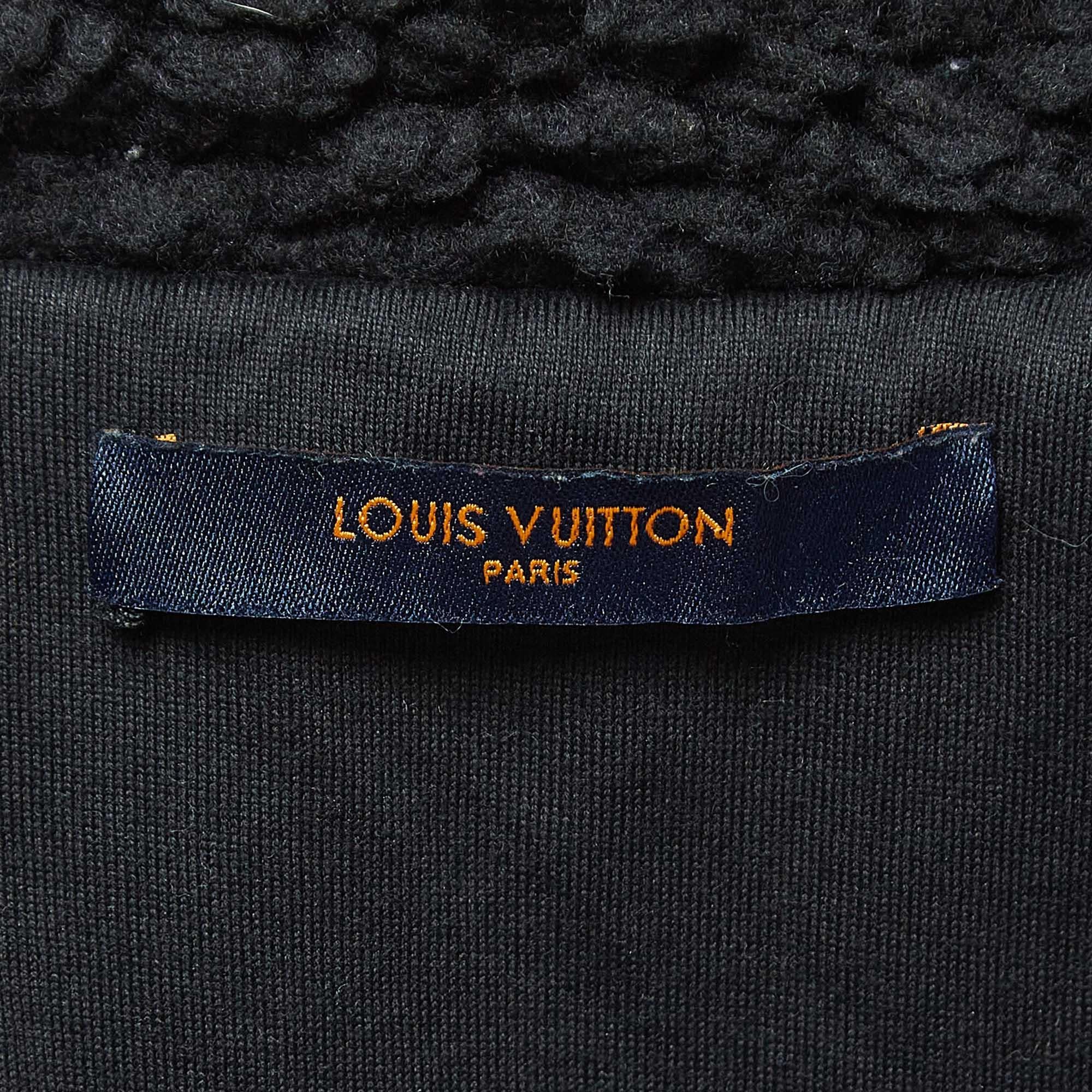 Louis Vuitton Navy Blue/Black All-Over Damier Logo Detailed Zip Front Jacket L 1