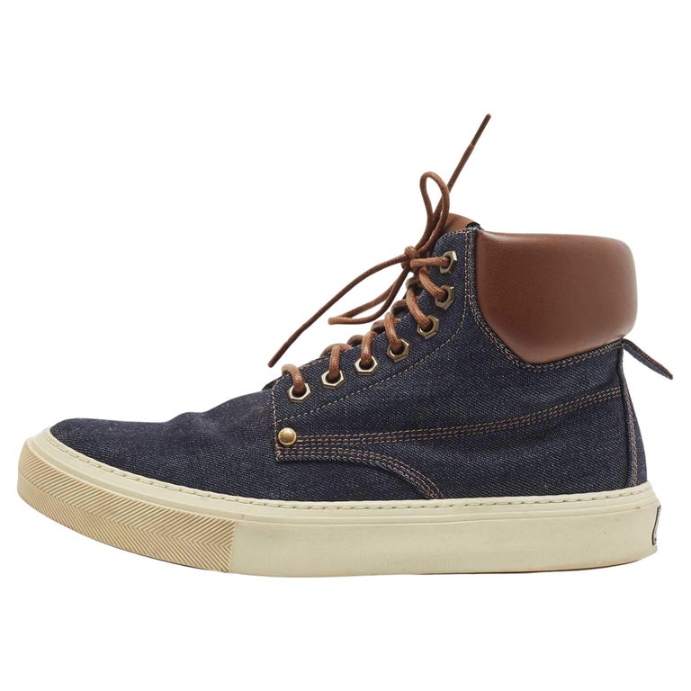 LOUIS VUITTON Navy Blue Leather Tattoo LV Logo Monogram High Top Sneakers  at 1stDibs