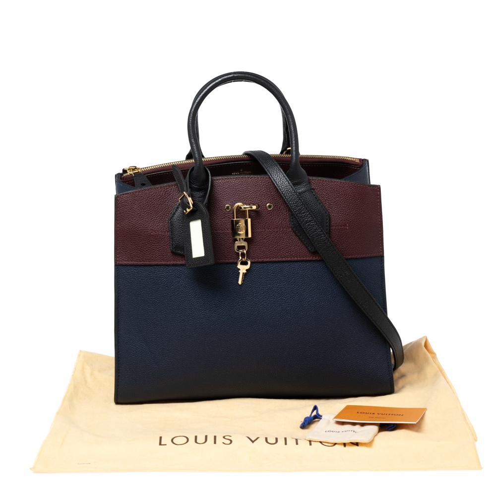Louis Vuitton Navy Blue/Burgundy Leather City Steamer MM Bag 5