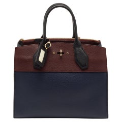 Louis Vuitton - Sac City Steamer MM en cuir bleu marine/burgundy