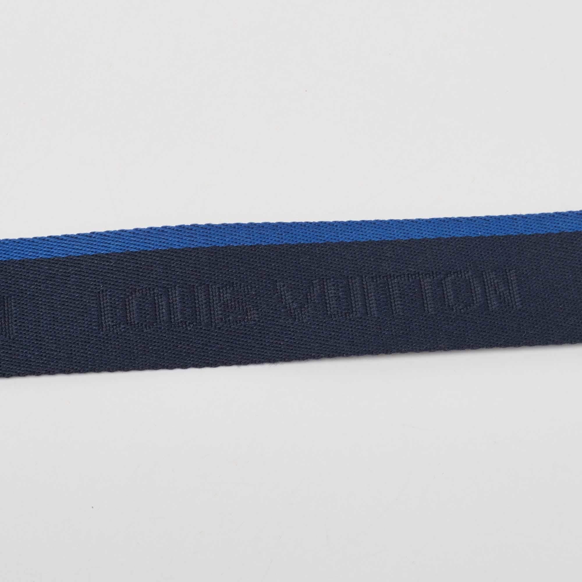 Louis Vuitton Navy Blue Canvas and Leather Buckle Belt 100CM 1
