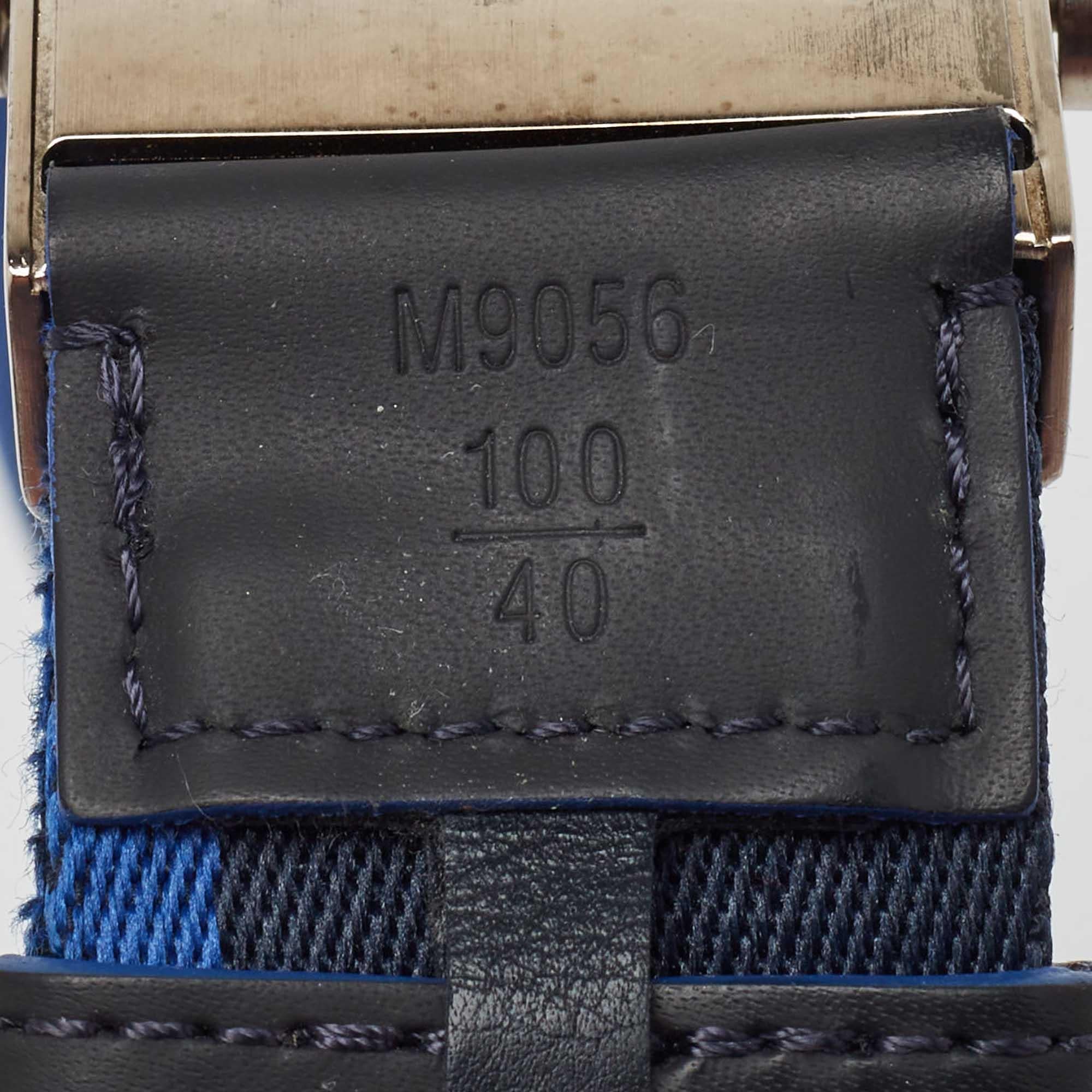 Louis Vuitton Navy Blue Canvas and Leather Buckle Belt 100CM 2