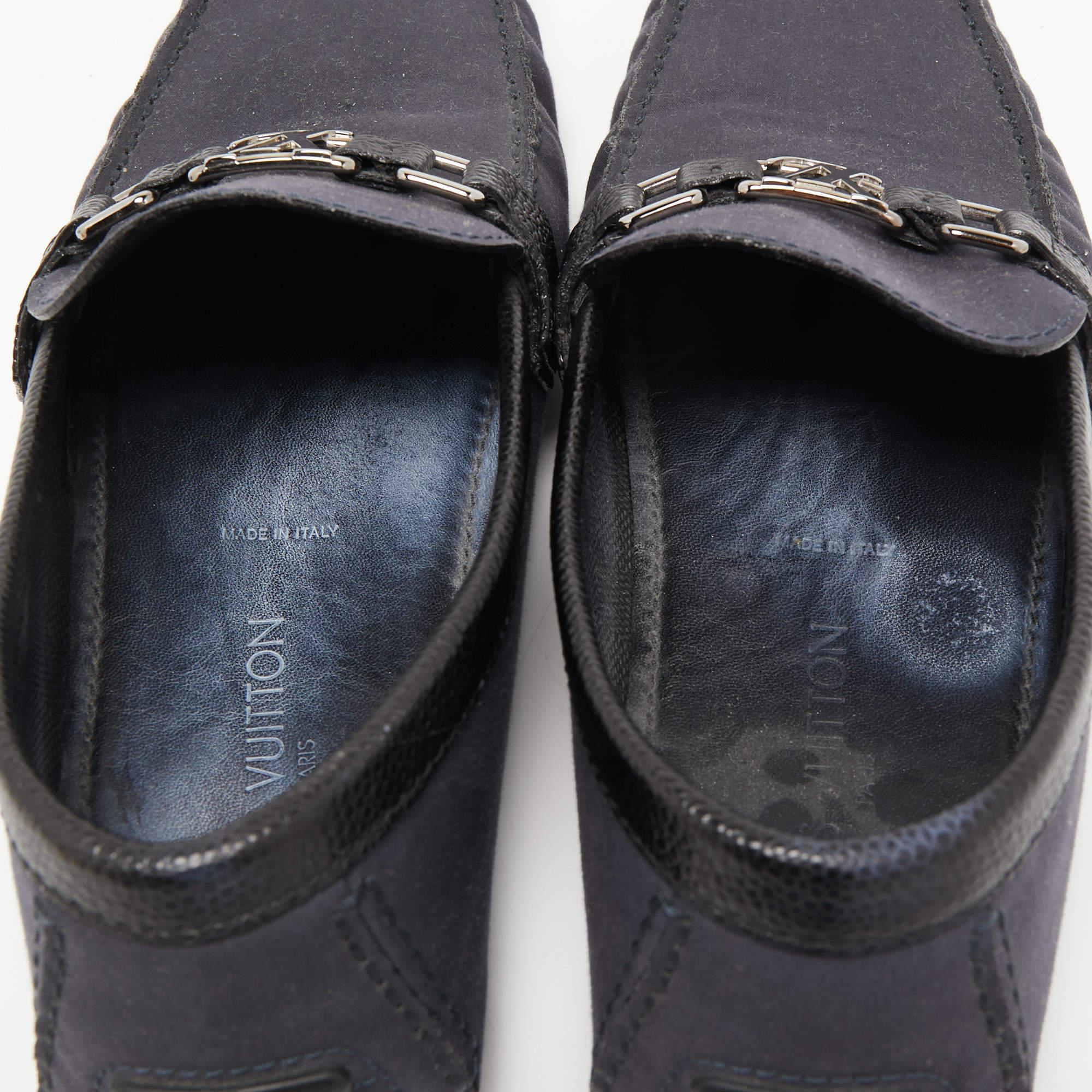 Louis Vuitton Navy Blue Canvas and Leather Hockenheim Loafers Size 44 1