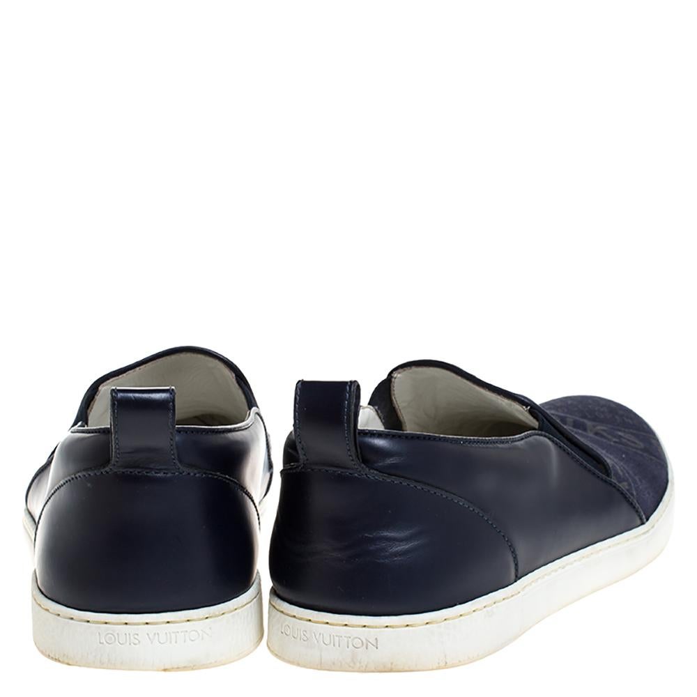navy leather slip on sneakers