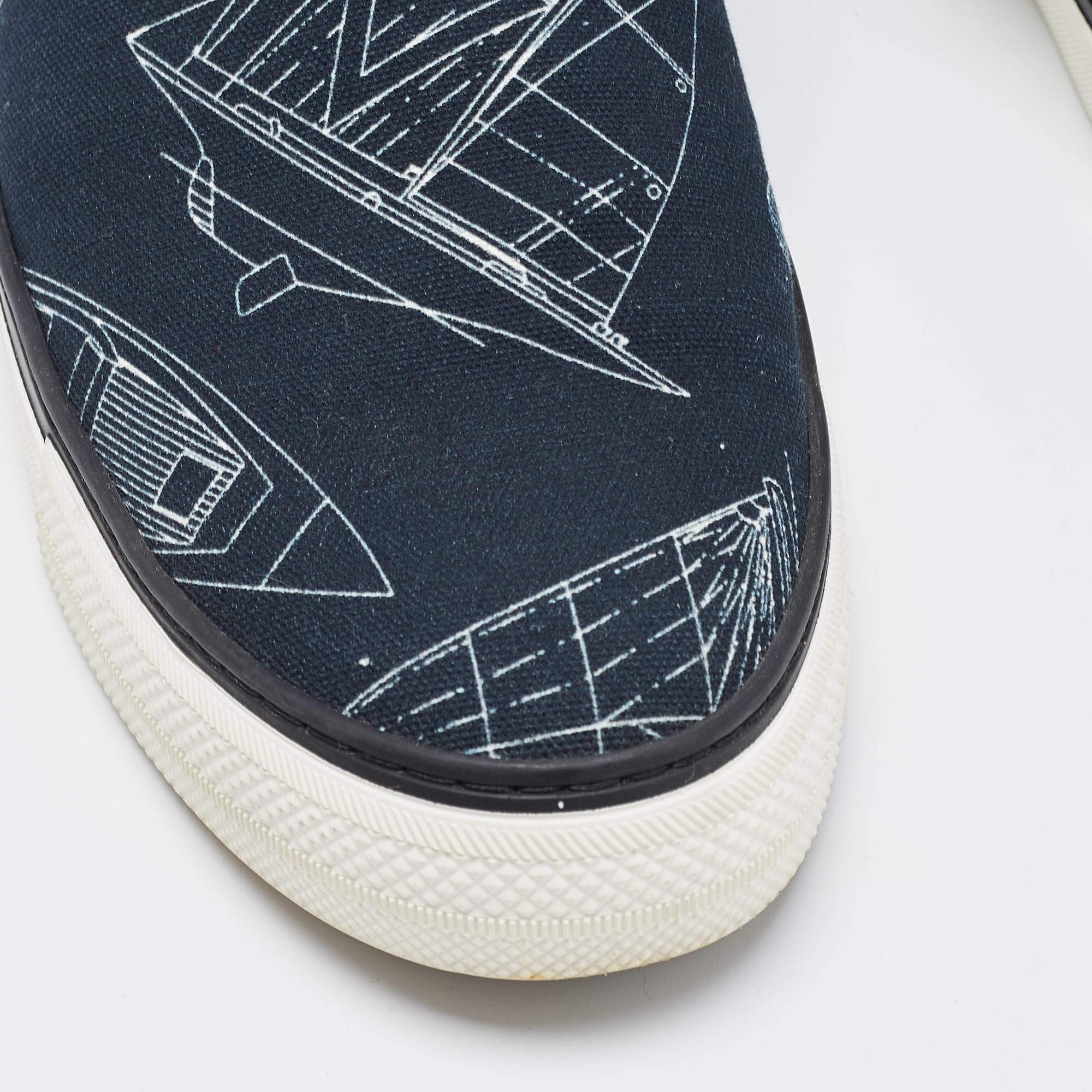 Louis Vuitton Navy Blue Canvas Victory Boats Slip On Sneakers Size 43.5 1