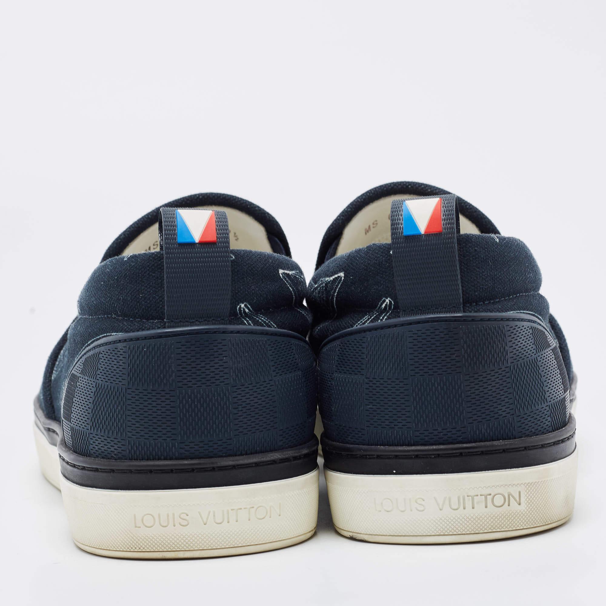 Louis Vuitton Navy Blue Canvas Victory Boats Slip On Sneakers Size 43.5 4