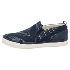 Louis Vuitton Navy Blue Canvas Victory Boats Slip On Sneakers Size 43.5