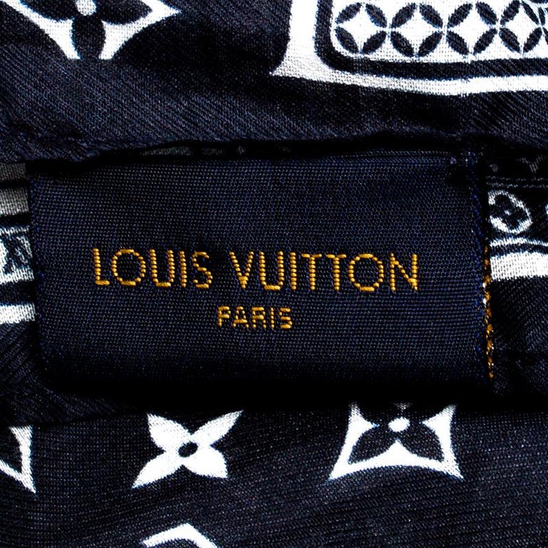 Louis Vuitton Navy Blue Card Monogram Silk Blend Bandana Scarf Louis Vuitton