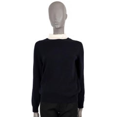 LOUIS VUITTON navy blue cashmere 2011 LAYERED V-BACK Sweater M