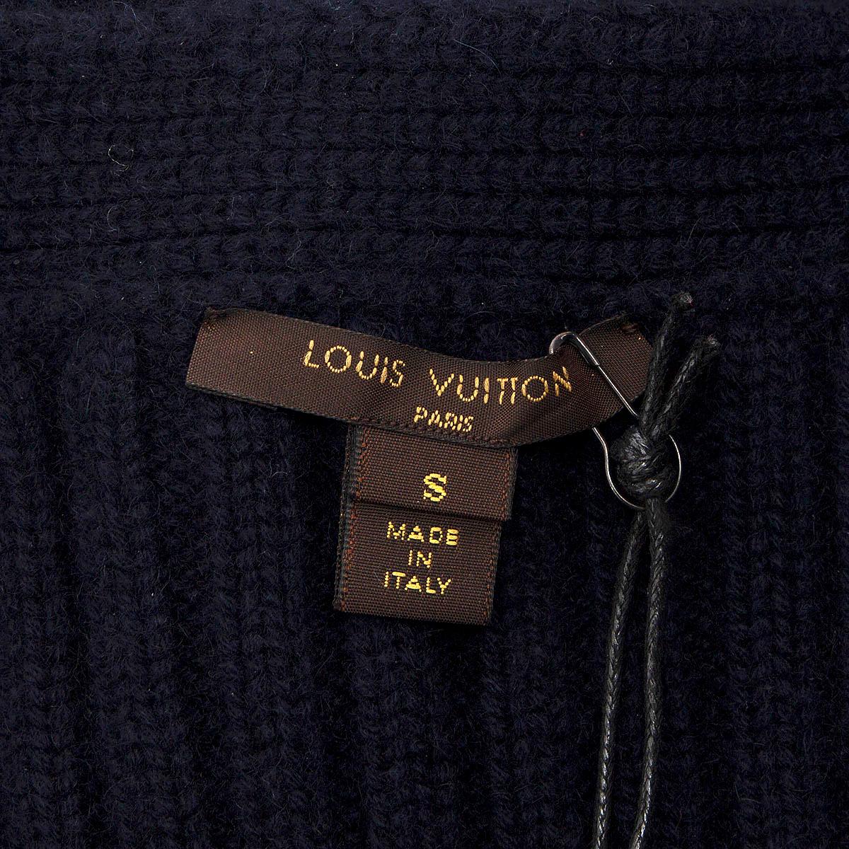 LOUIS VUITTON navy blue cashmere SEQUIN POCKETS Cardigan Sweater S For Sale 2