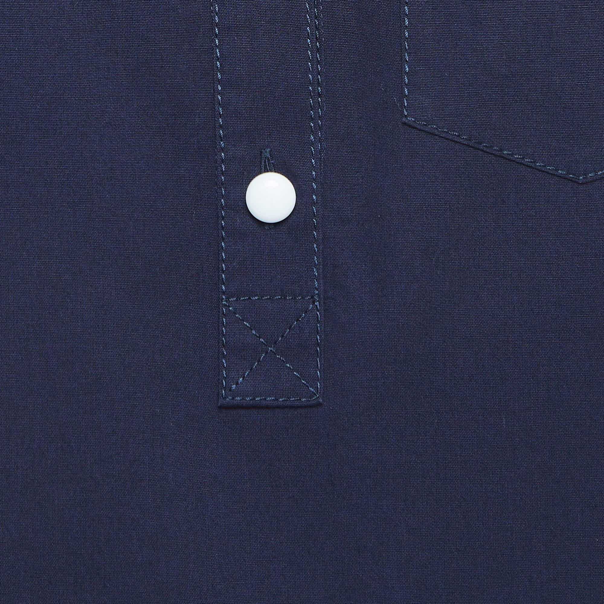 Louis Vuitton Navy Blue Cotton Mini Shirt Dress M In Good Condition In Dubai, Al Qouz 2