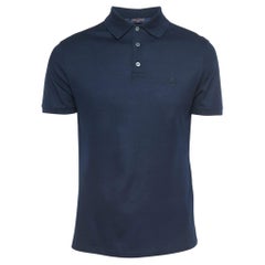 Louis Vuitton Navy Blue Cotton Pique Polo T-Shirt M