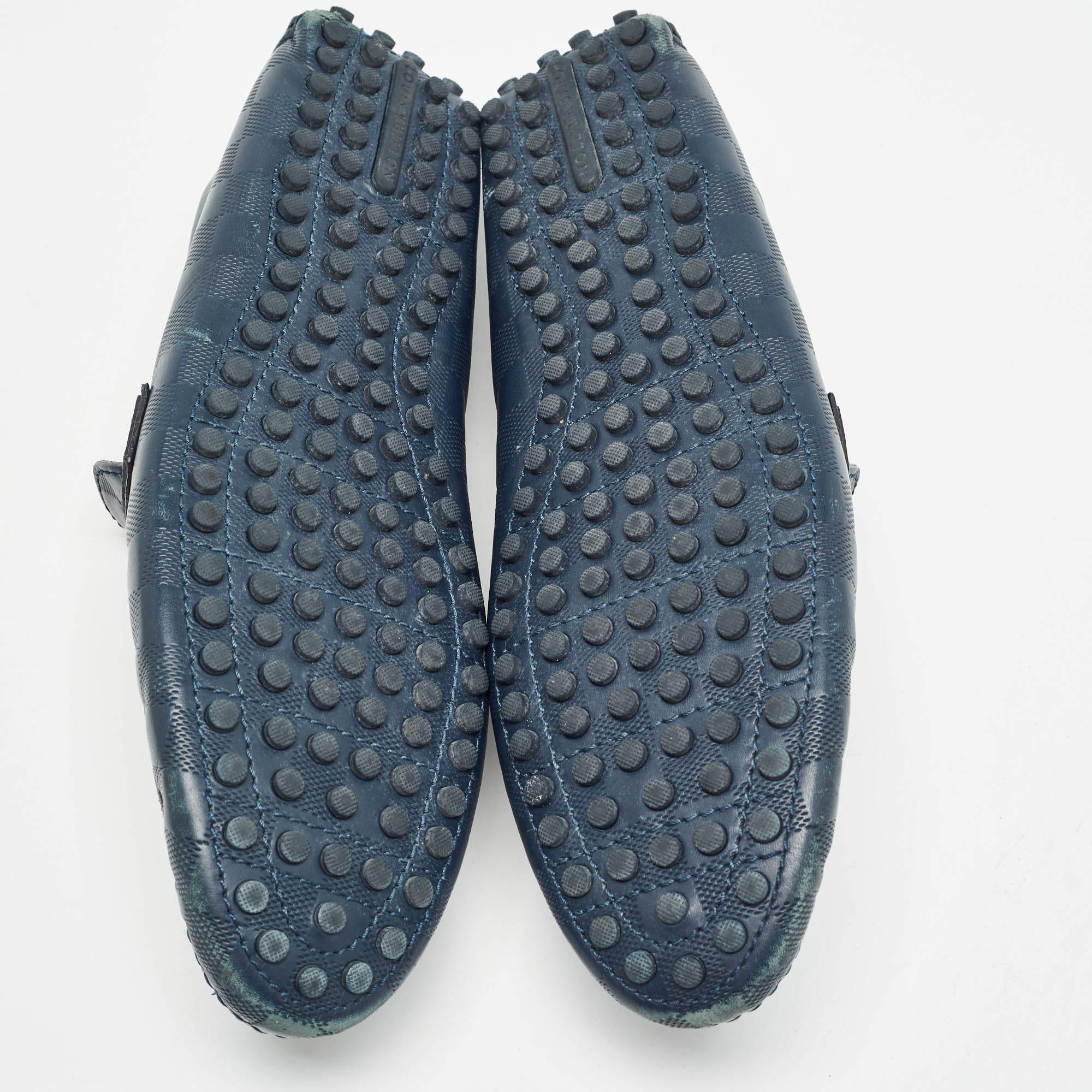 Louis Vuitton Navy Blue Damier Infini Hockenheim Loafers Size 43 1