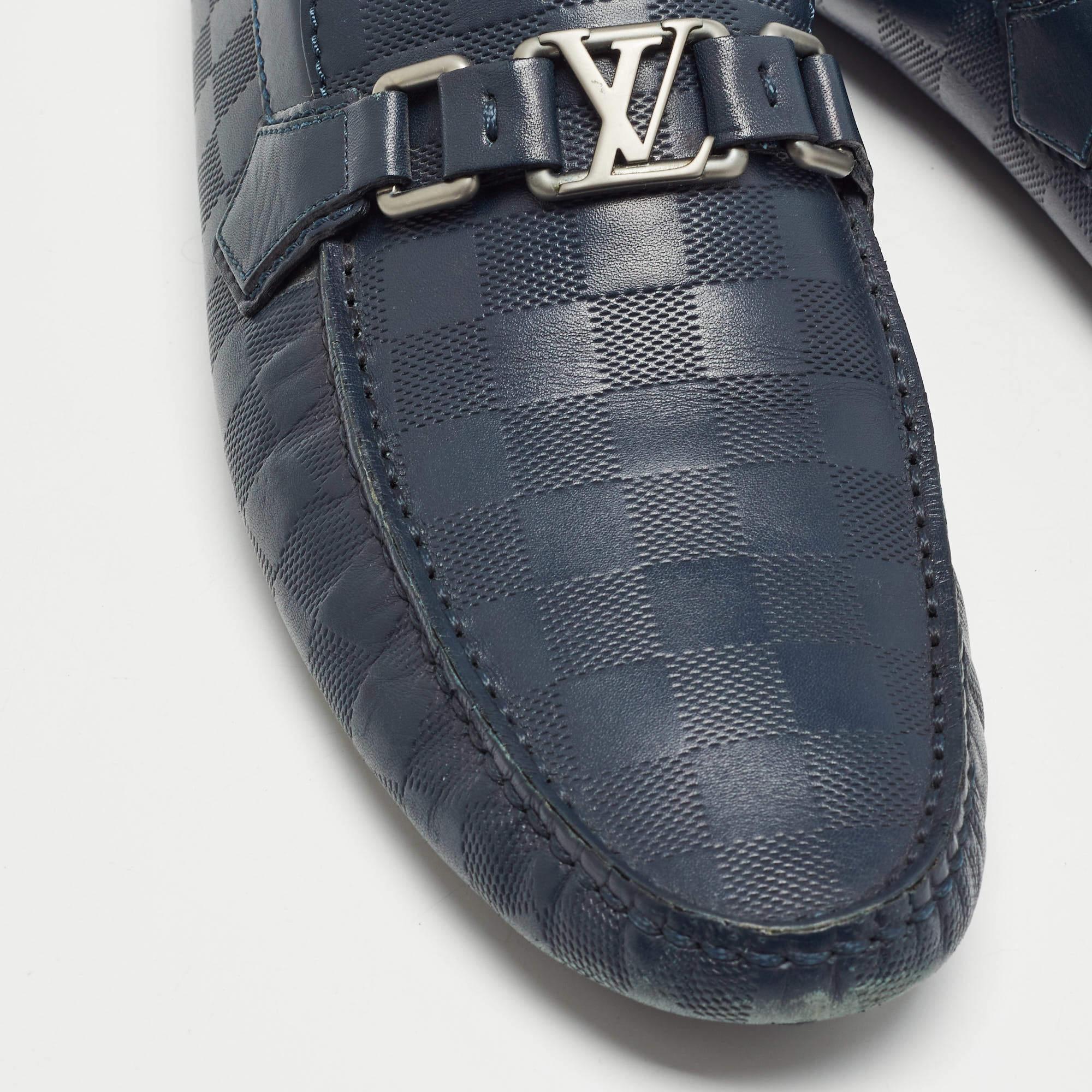 Louis Vuitton Navy Blue Damier Infini Hockenheim Loafers Size 43 3