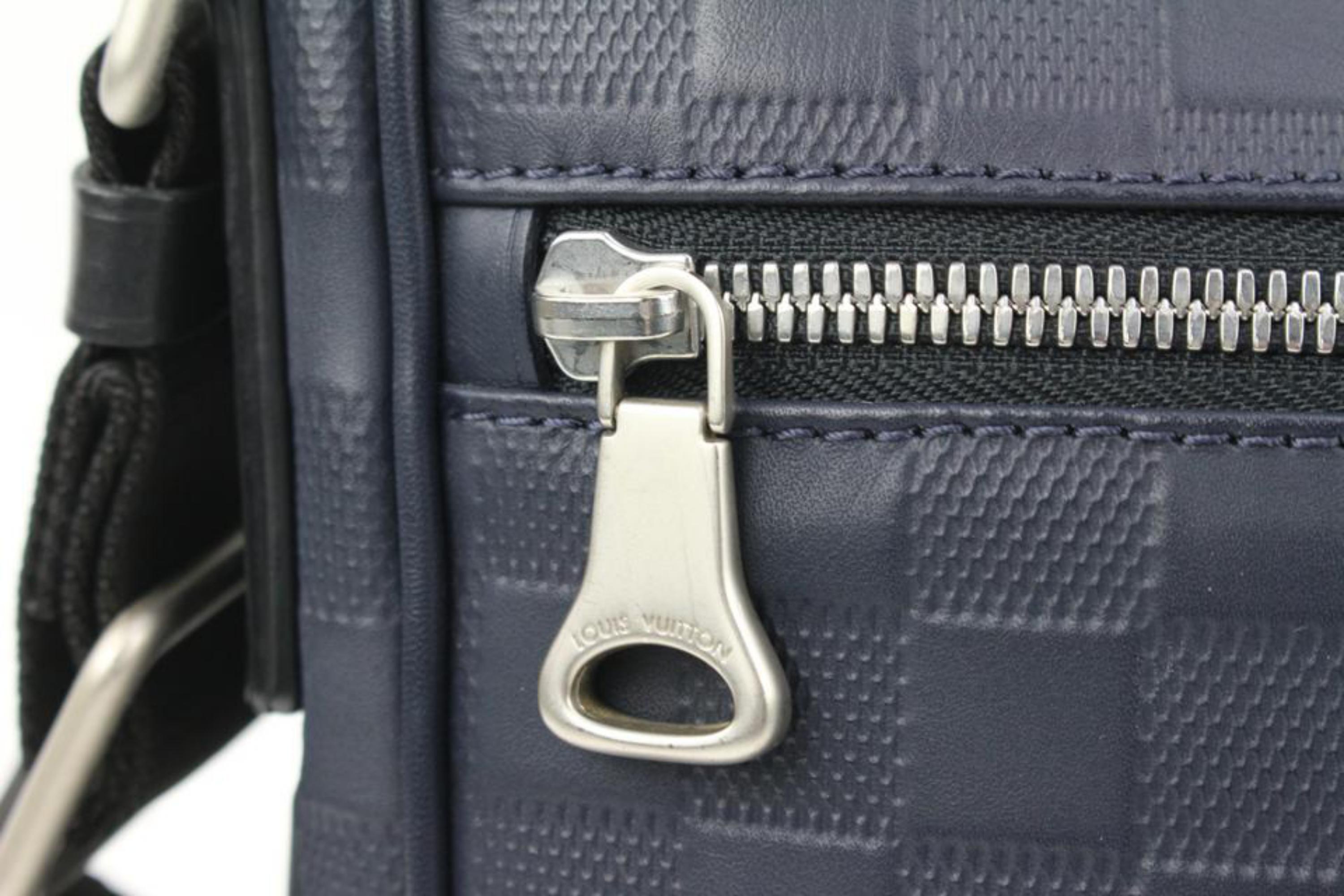 Black Louis Vuitton Navy Blue Damier Infini Messenger PM Crossbody Laptop Bag 19lv216s