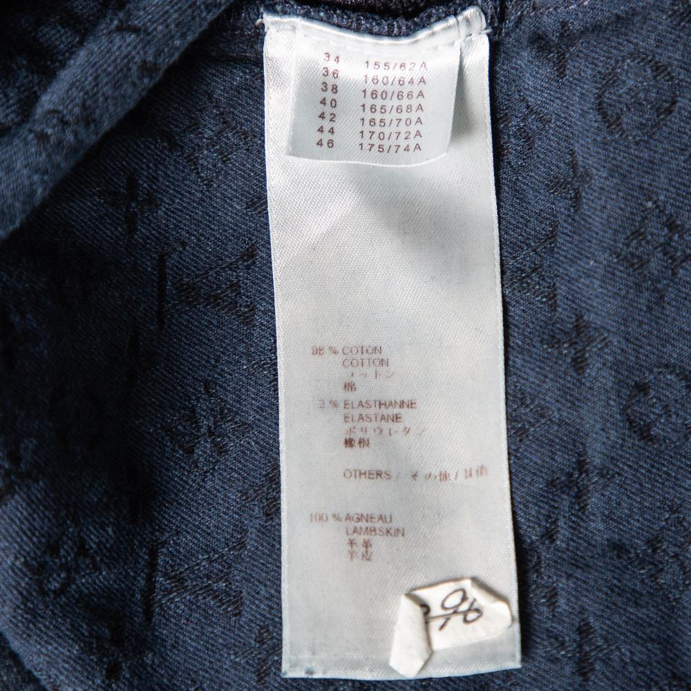 Louis Vuitton Navy Blue Denim Logo Jacquard Detail Tapered Leg Jeans M 1
