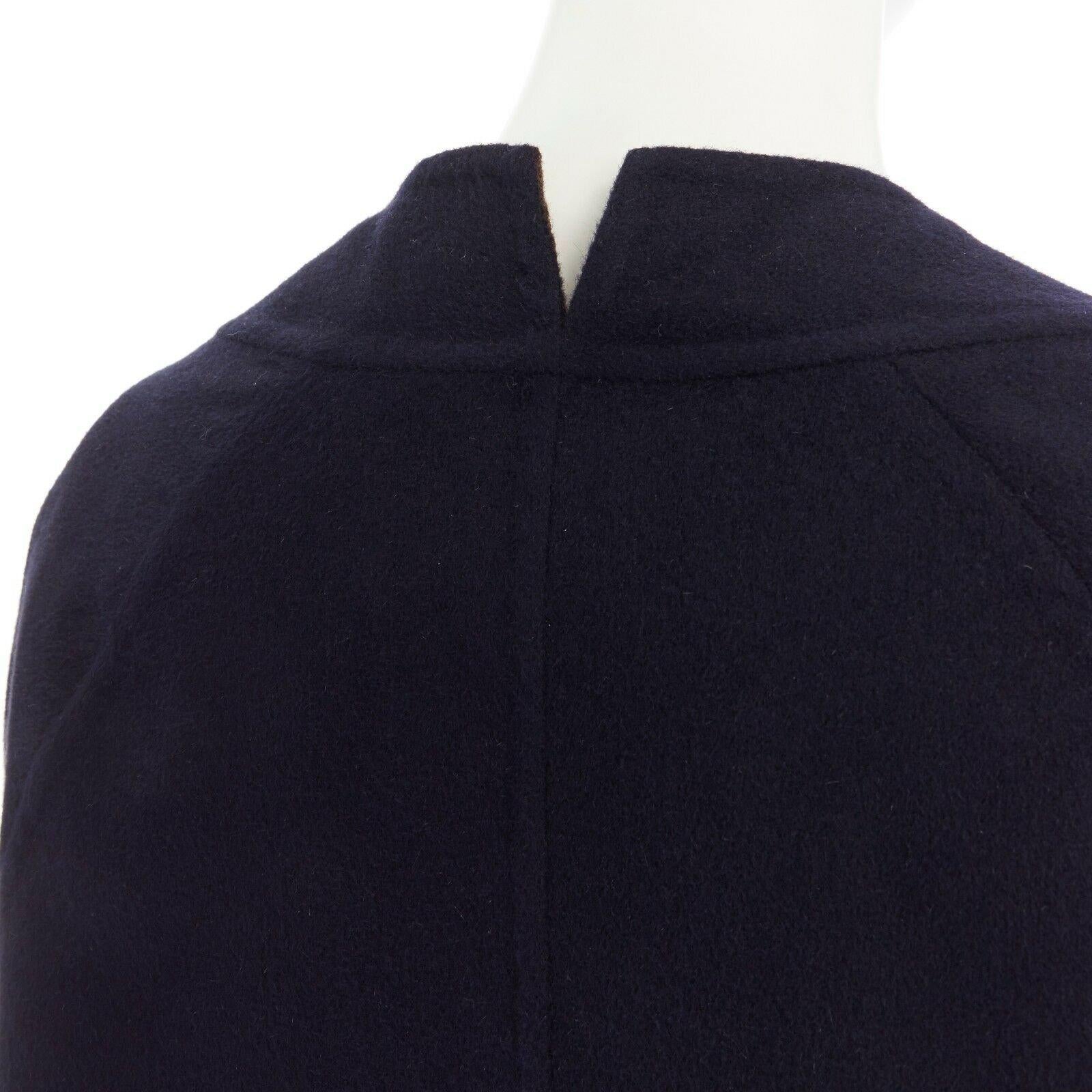 LOUIS VUITTON navy blue double faced wool blend tie front capelet shawl ...