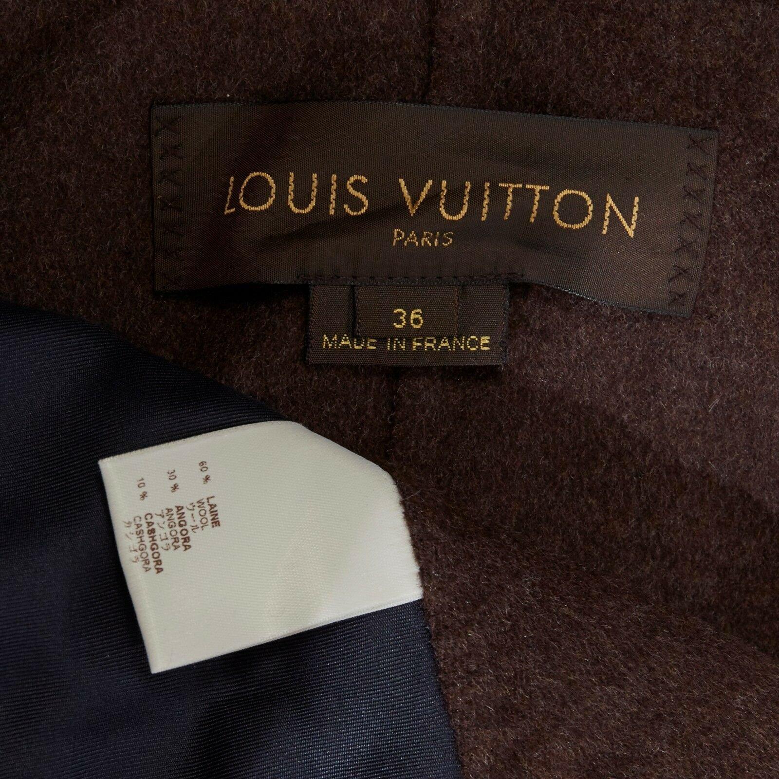 LOUIS VUITTON navy blue double faced wool blend tie front capelet shawl FR36 S 6