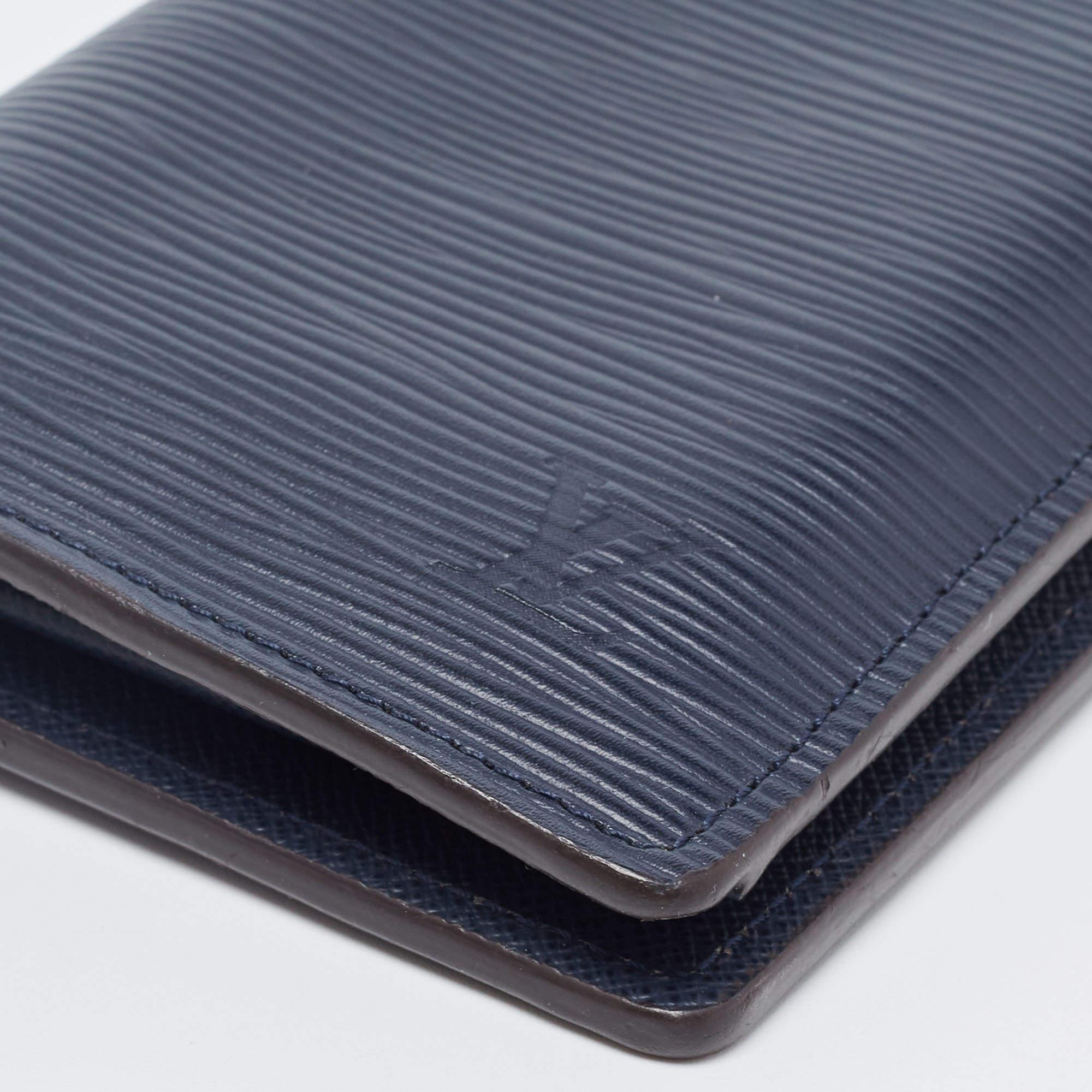 Black Louis Vuitton Navy Blue Epi Leather Brazza Wallet