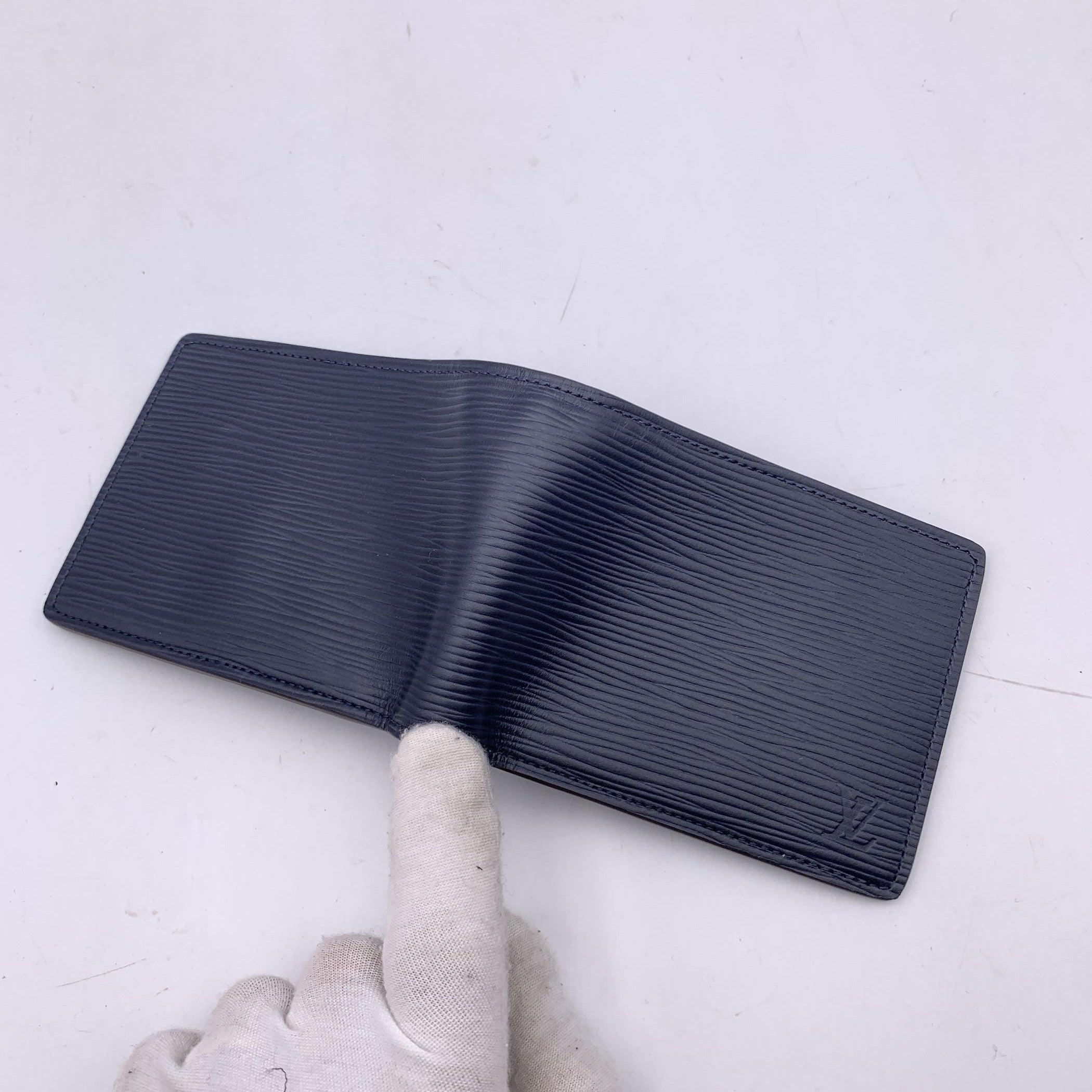 Black Louis Vuitton Navy Blue Epi Leather Multiple Bifold Wallet For Sale