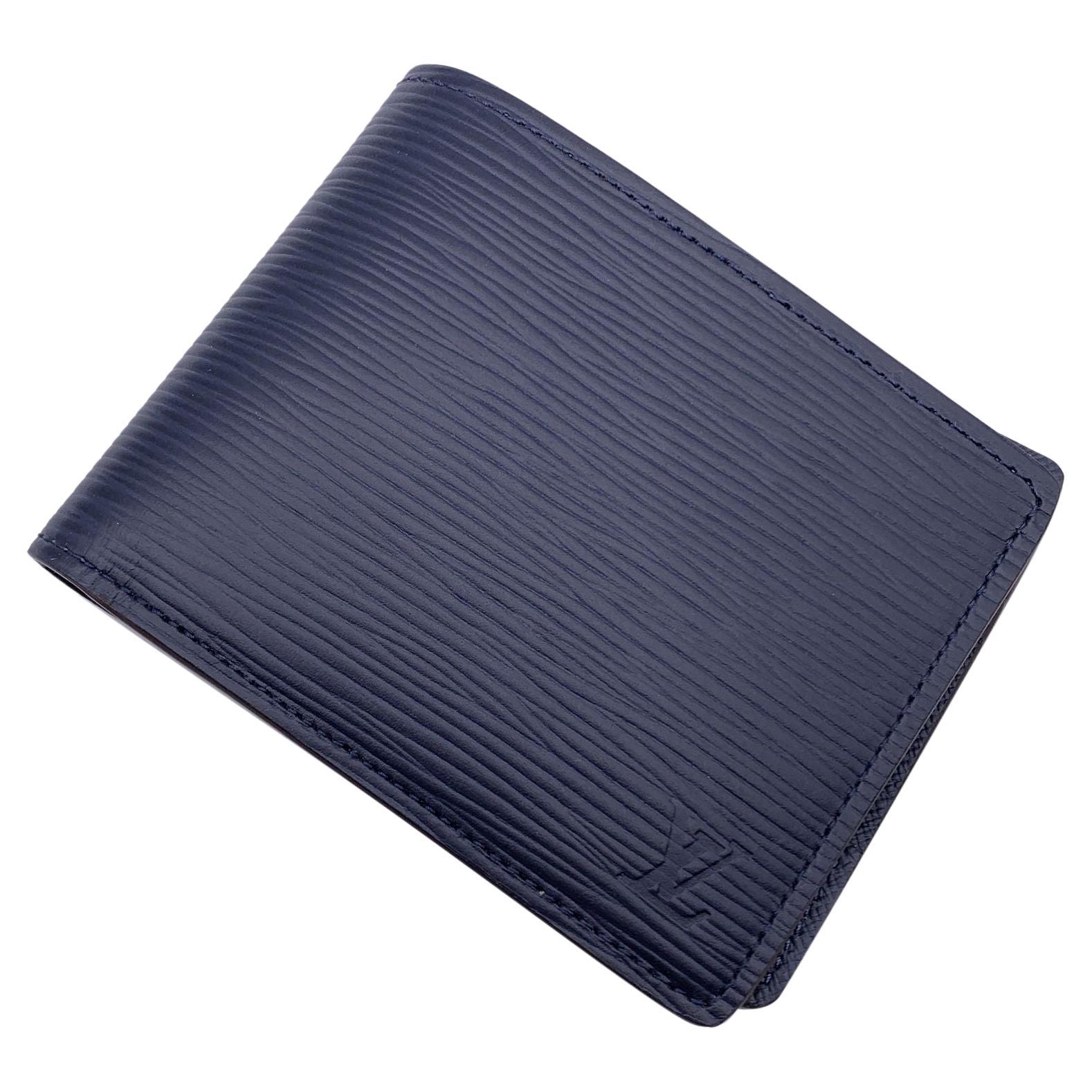 Louis Vuitton Navy Blue Epi Leather Multiple Bifold Wallet For Sale