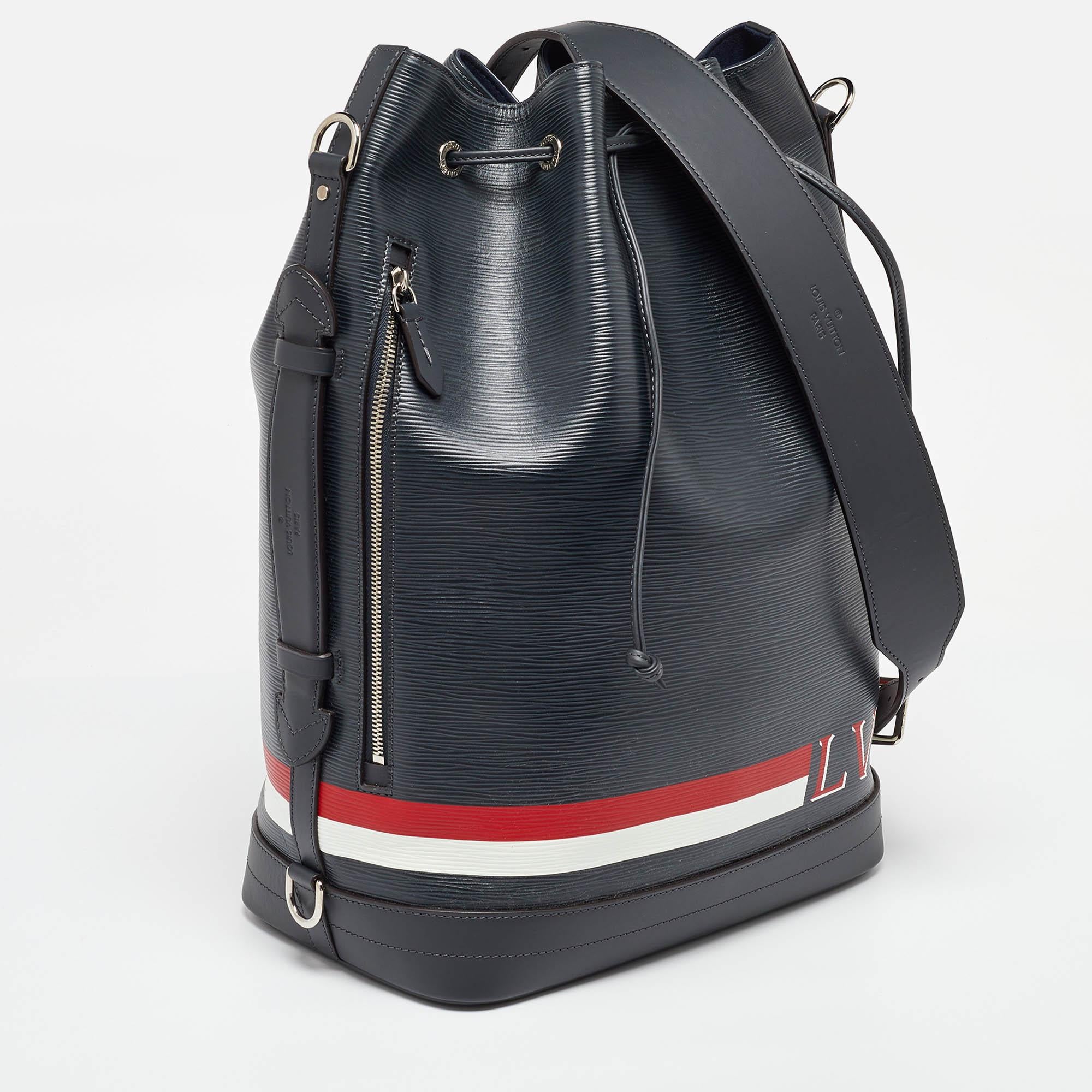 Black Louis Vuitton Navy Blue Epi Leather Noe Marin Bag For Sale