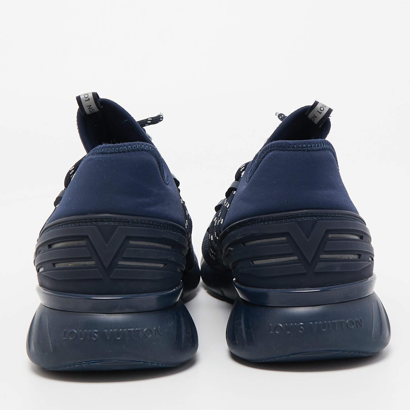 Men's Louis Vuitton Navy Blue Fabric And Mesh Fastlane Sneakers Size 43