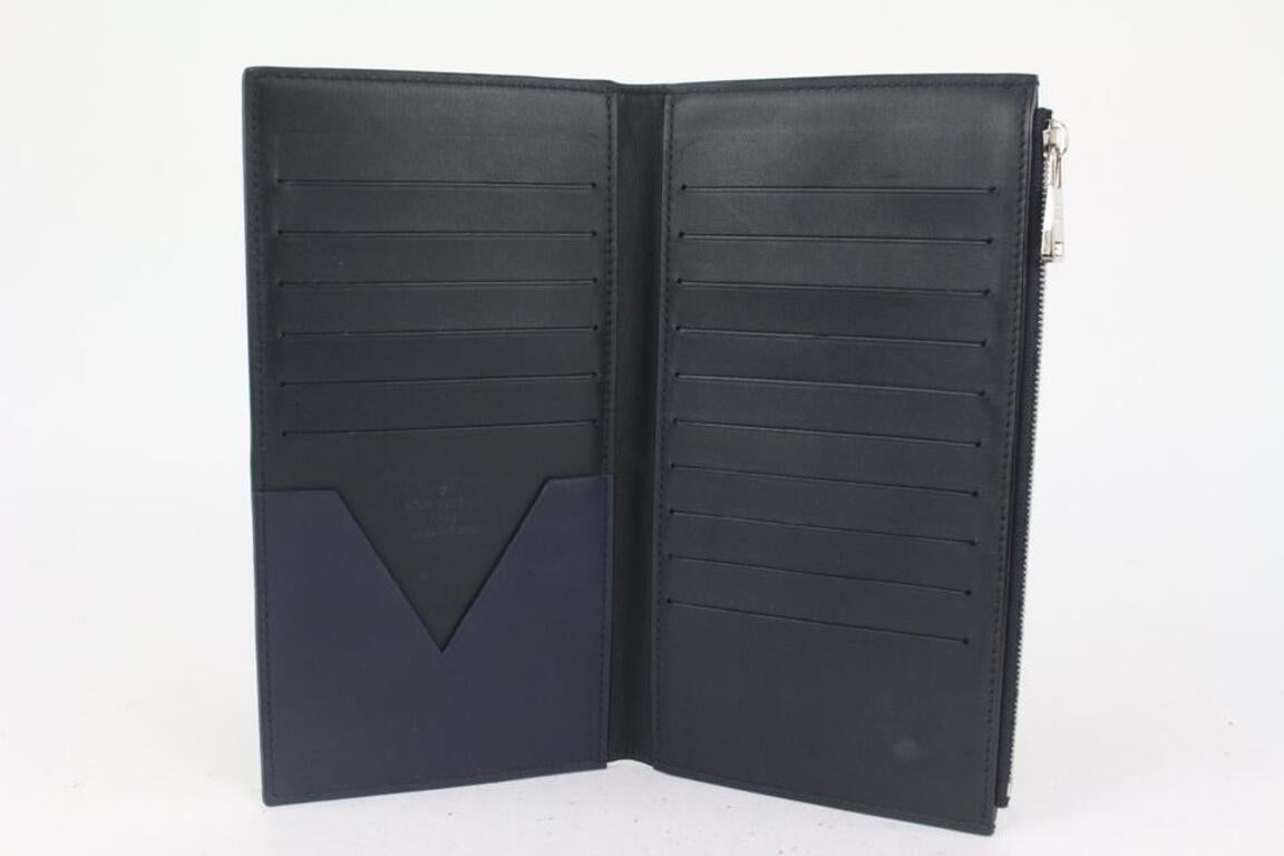 Black Louis Vuitton Navy Blue Gaston V Line Long Zippy Bifold Wallet 122lv728