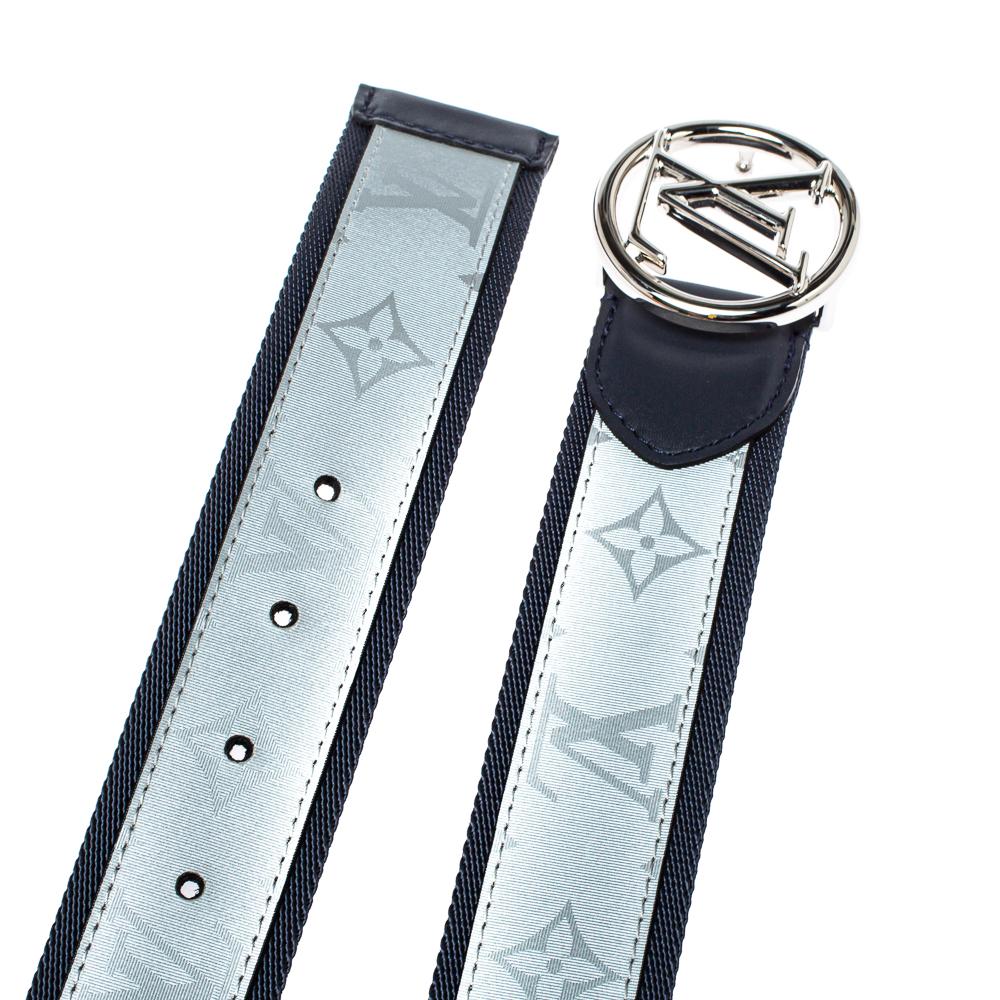Louis Vuitton Marineblau/Grau Monogramm Stoff LV Kreis Gürtel 90CM Herren