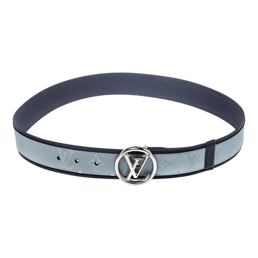 Louis Vuitton Blue Taurillon Leather LV Initiales Belt 90 CM