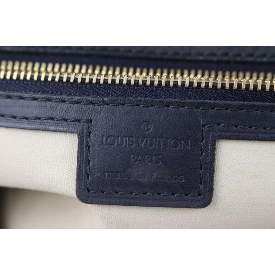 Louis Vuitton Marineblau Grau Monogramm Mini Lin Josephine GM Speedy Boston 824lv4 im Zustand „Gut“ im Angebot in Dix hills, NY