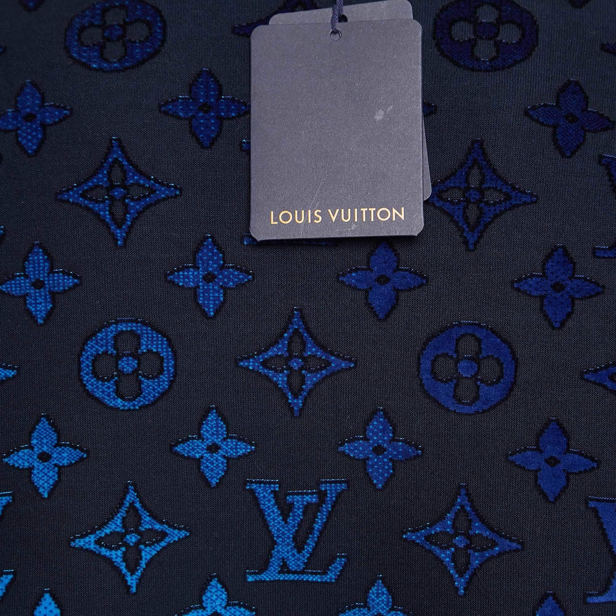 Men's Louis Vuitton Navy Blue Knit Gradient Monogram Fil Coup Sweatshirt M