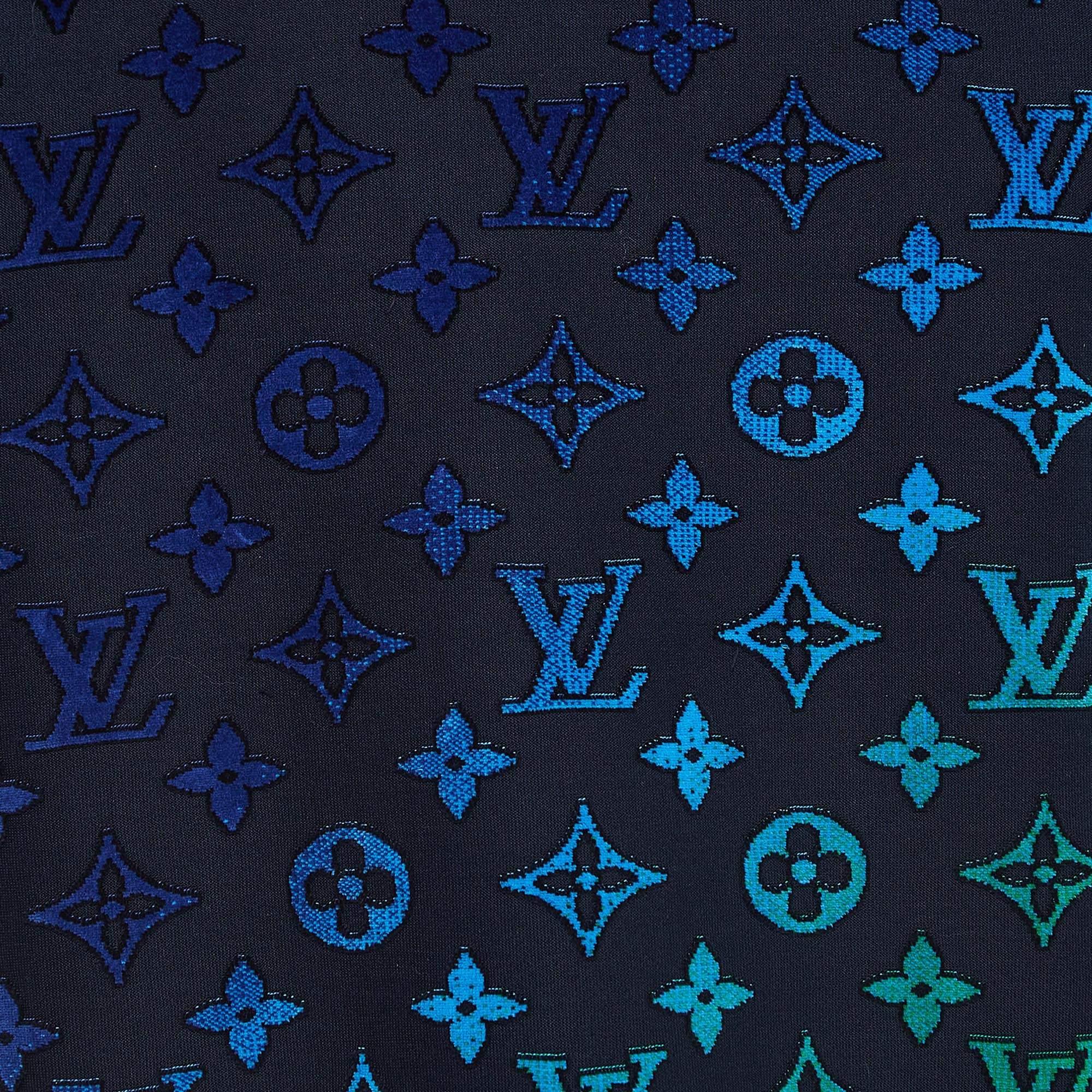 Louis Vuitton Navy Blue Knit Gradient Monogram Fil Coup Sweatshirt M For Sale 1