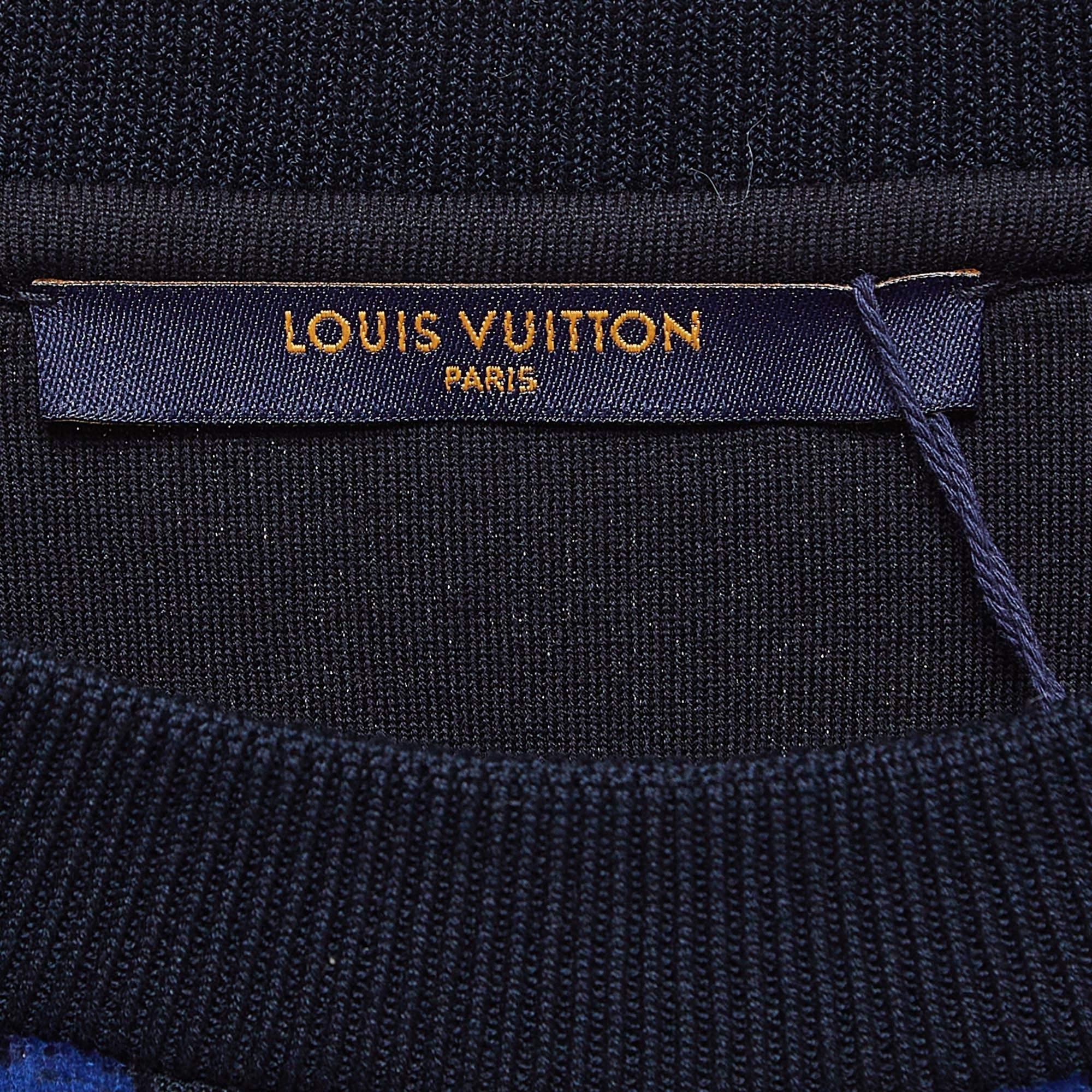 Louis Vuitton Navy Blue Knit Gradient Monogram Fil Coup Sweatshirt M For Sale 3