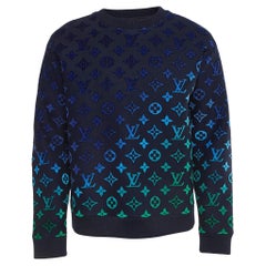 Louis Vuitton Marineblaues Fil Coup-Pullovershirt aus Strick mit Gradient-Monogramm M