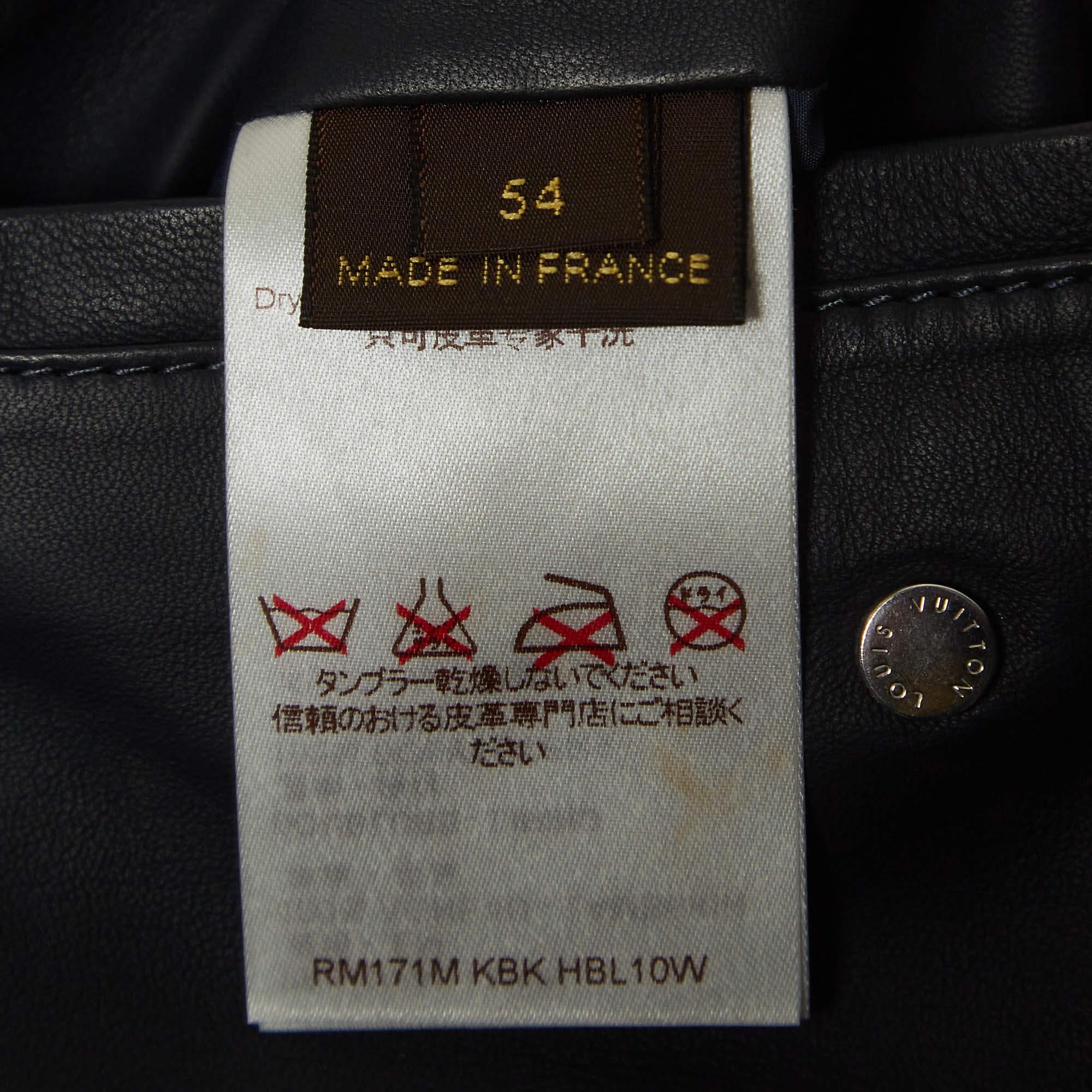 Black Louis Vuitton Navy Blue Leather and Synthetic Reversible Zipper Jacket XXL