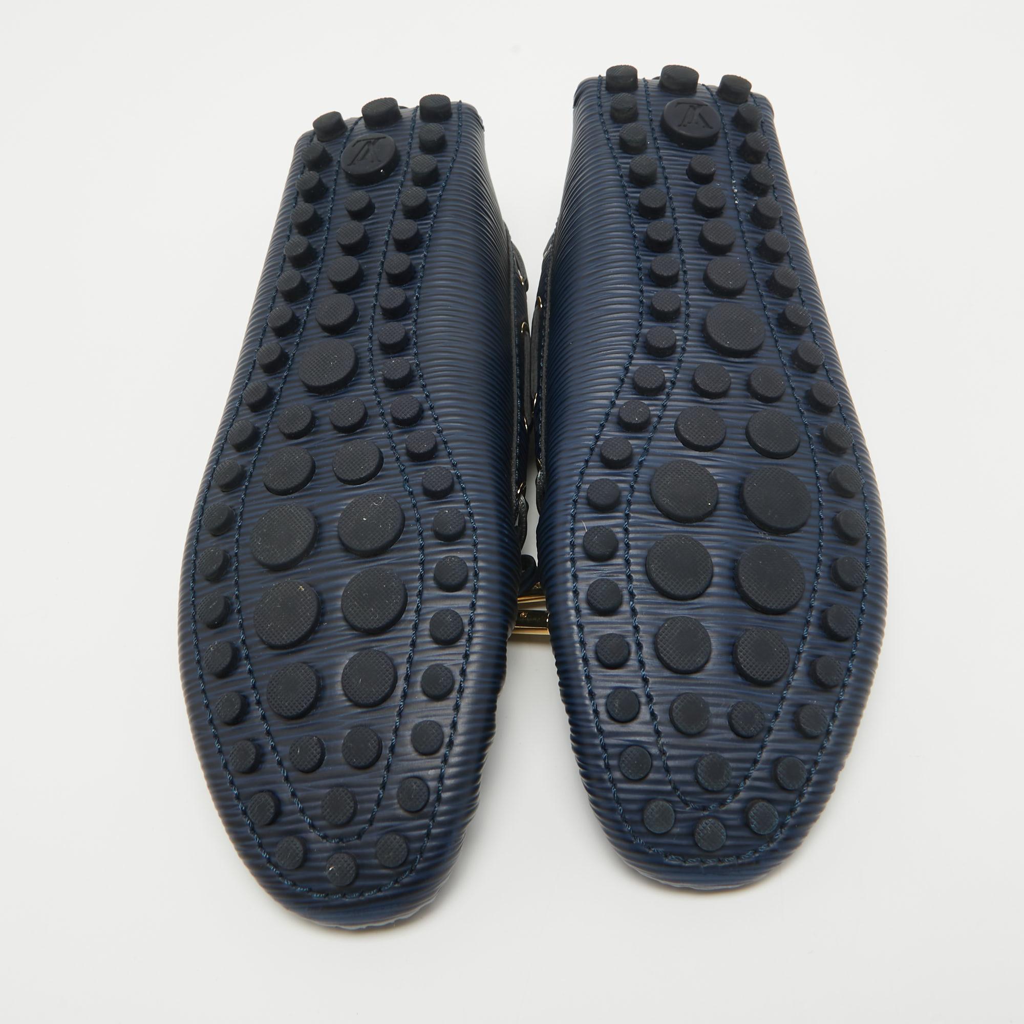 Louis Vuitton Marineblaues Leder Arizona Schleife Slip On Loafers Größe 36,5 Damen im Angebot