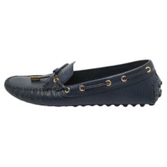 Louis Vuitton Marineblaues Leder Arizona Schleife Slip On Loafers Größe 36,5