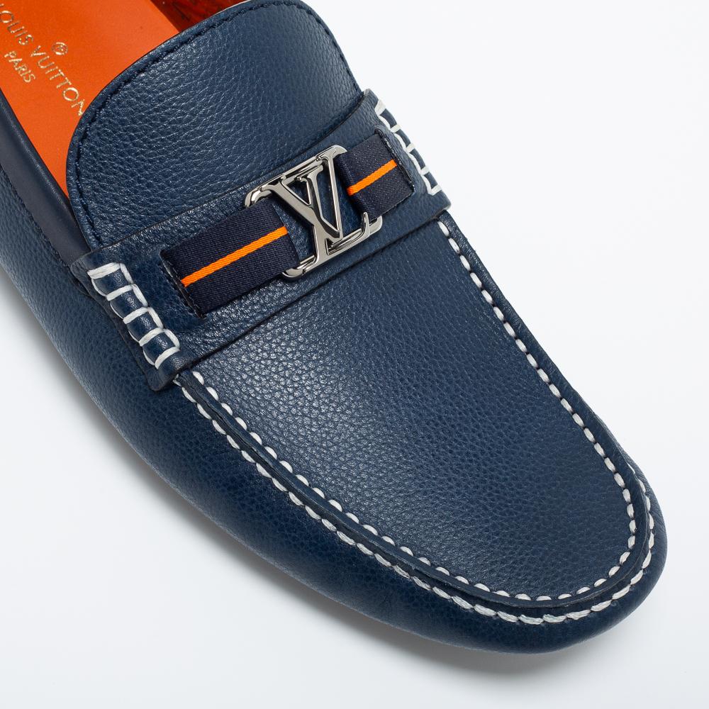 Louis Vuitton Navy Blue Leather Hockenheim Loafers Size 41 1