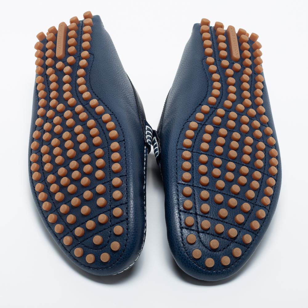 Louis Vuitton Navy Blue Leather Hockenheim Loafers Size 41 4