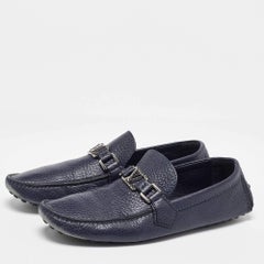 Louis Vuitton Navy Blue Leather Hockenheim Loafers Size 41.5