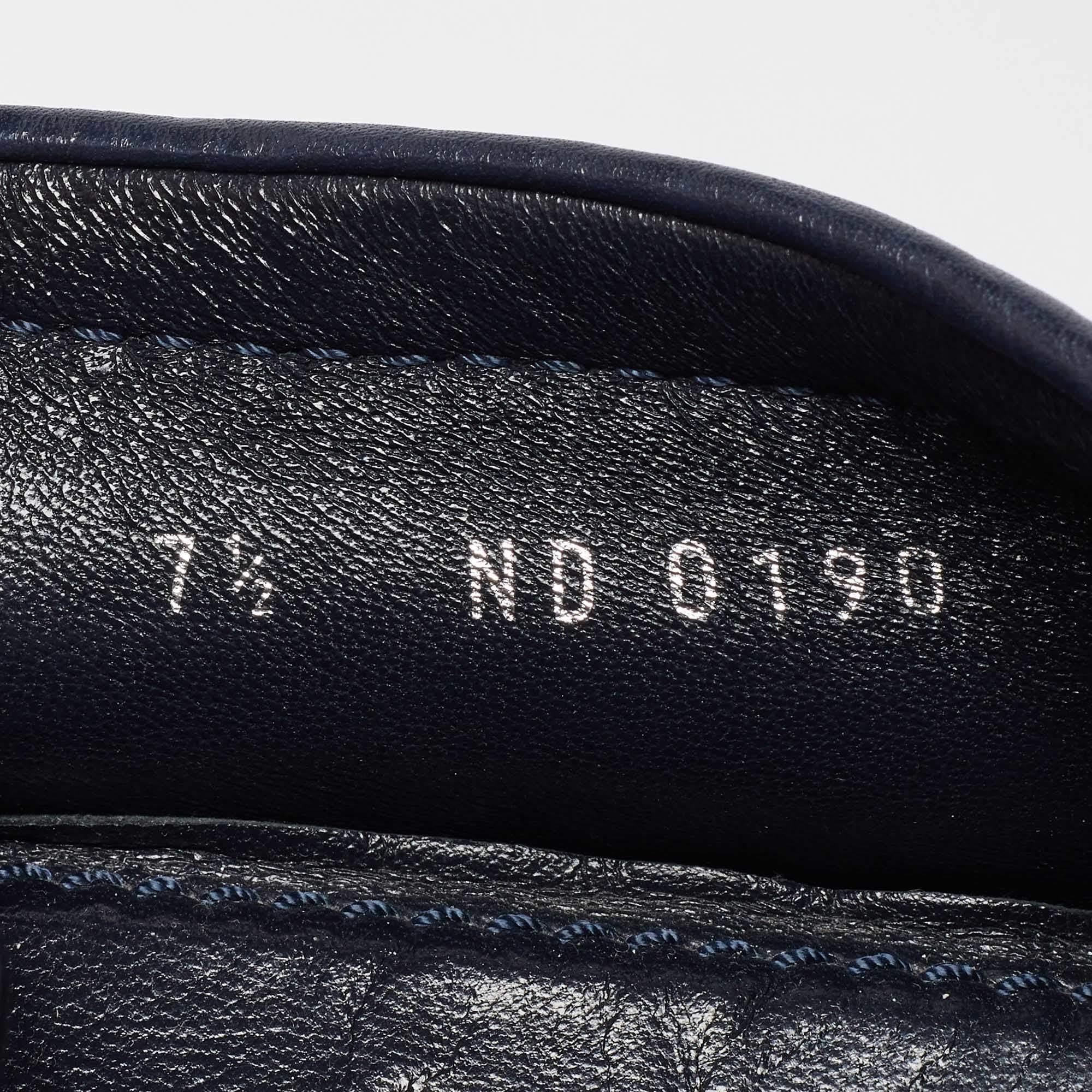 Louis Vuitton Navy Blue Leather Hockenheim Loafers Size 41.5 For Sale 3