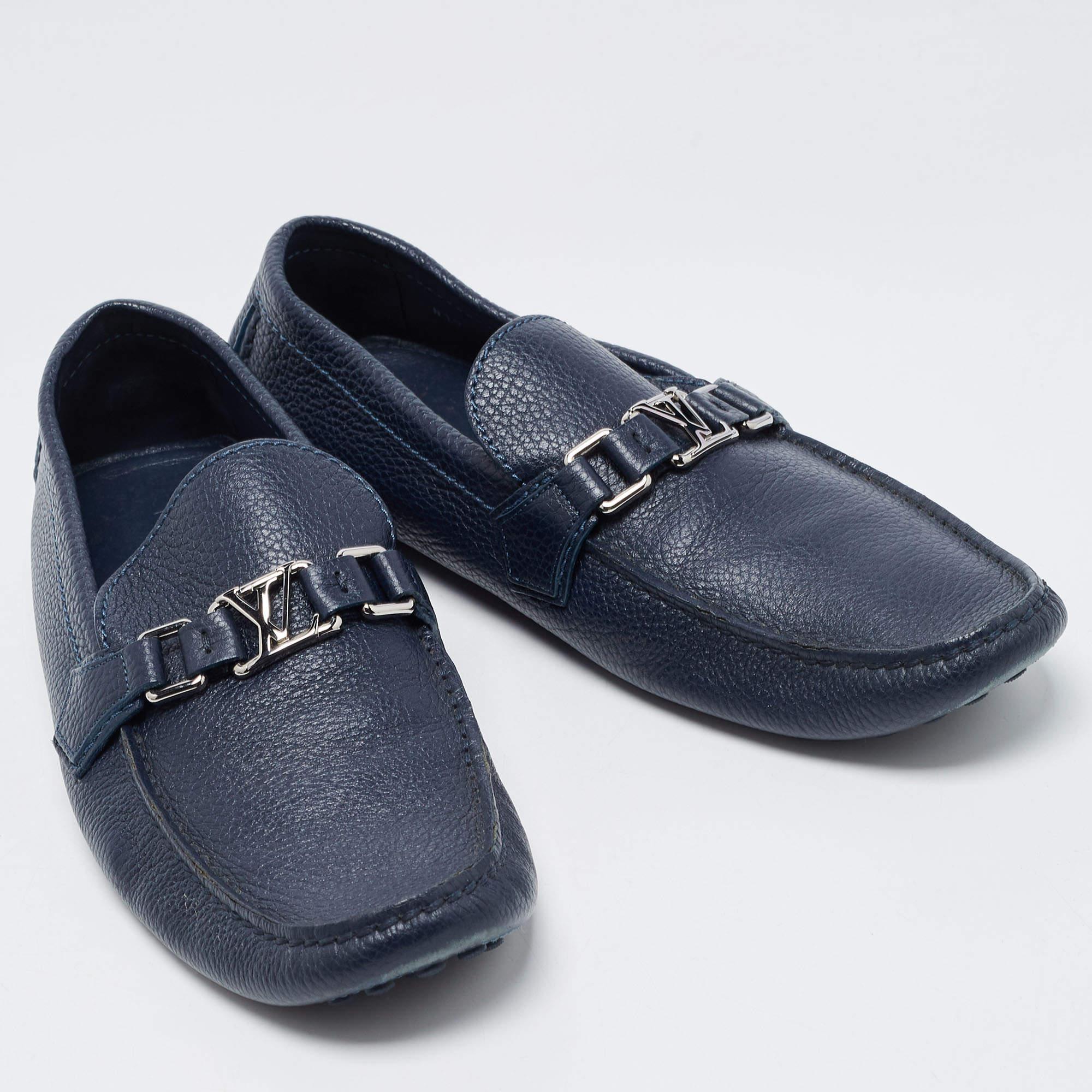 Men's Louis Vuitton Navy Blue Leather Hockenheim Loafers Size 44