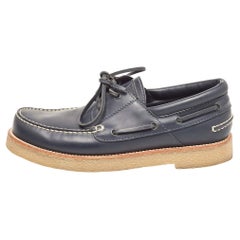 Louis Vuitton Navy Blue Leather Lace Up Loafers Size 42