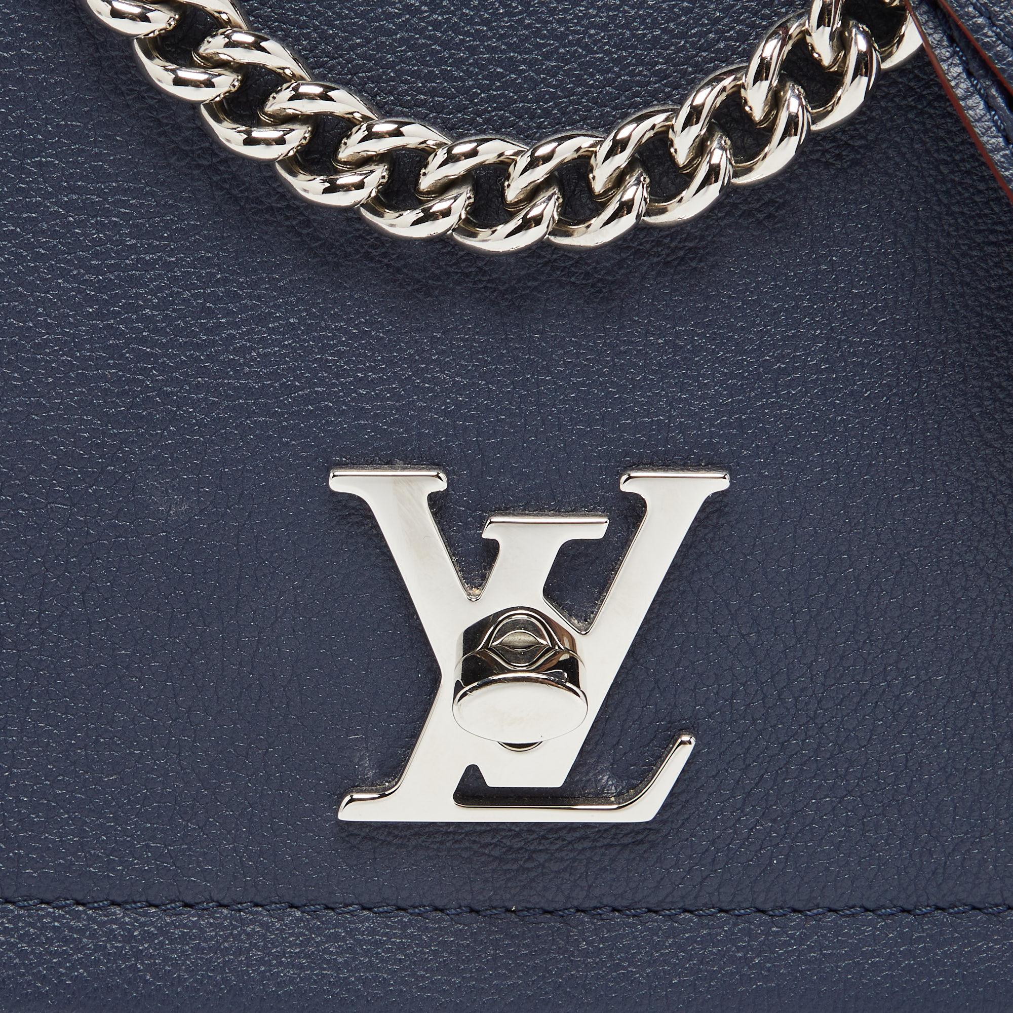 Louis Vuitton Navy Blue Leather Lockme II BB Bag 3